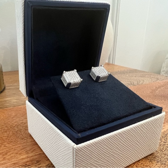 New Moissanite Screw Back Earrings 1.08CT, 18K White Gold Plated Sterling Silver - Picture 7 of 17